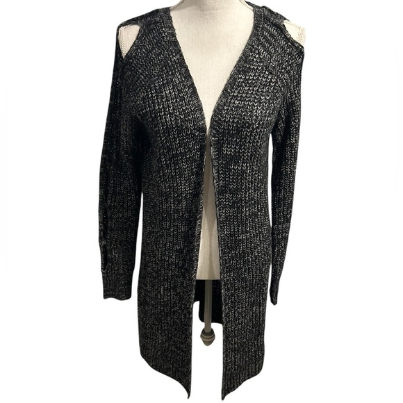 {Ohmg} Open Front Long Knit Cutout Sleeves - Picture 1 of 4